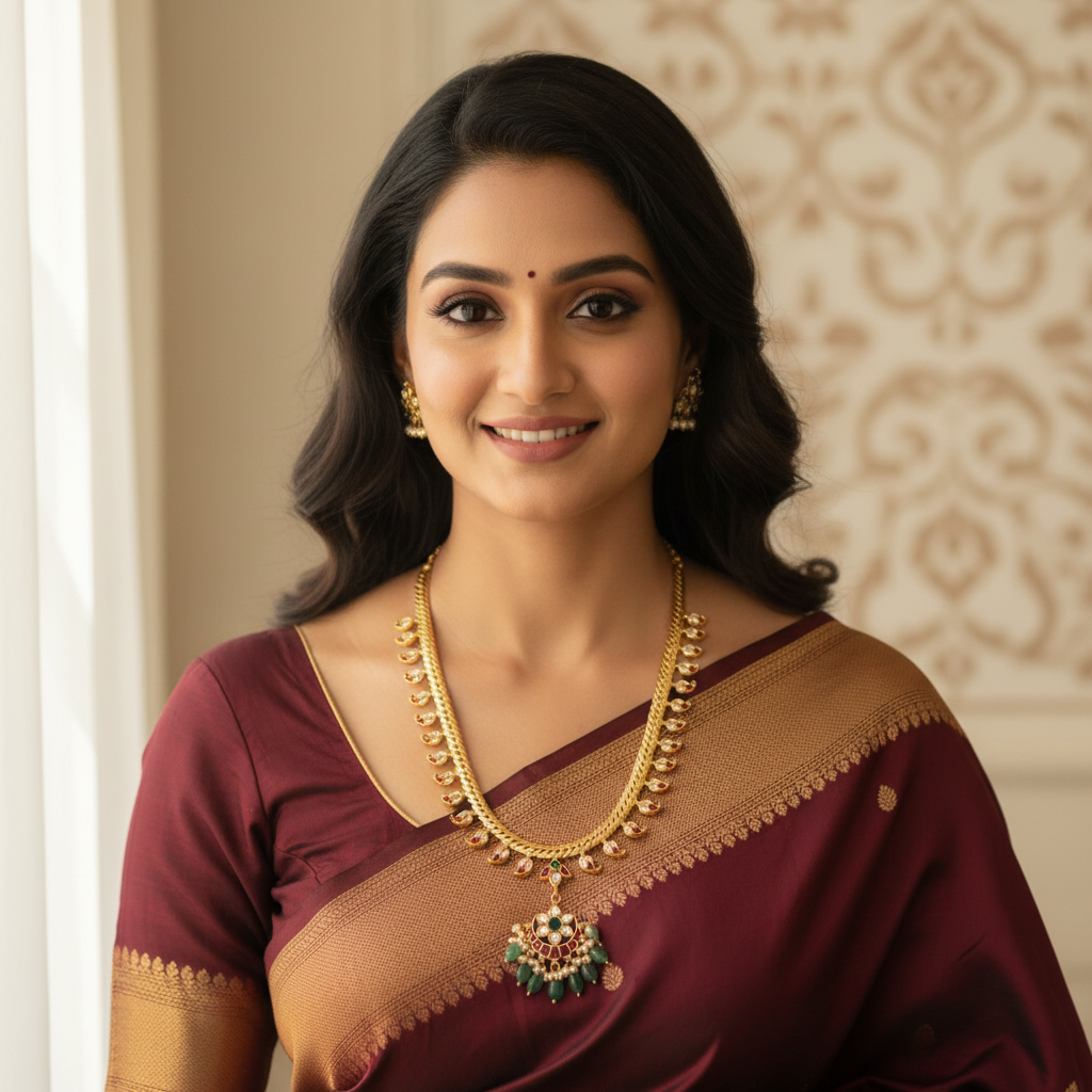 Asp 24 K Gold Plated Jadau Kundan Mango Jalebi Necklace