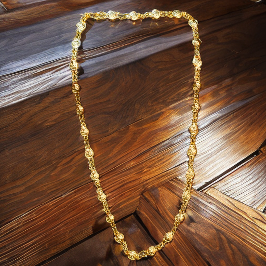 Gold Plated Two Rows Lakshmi Kasu Chain