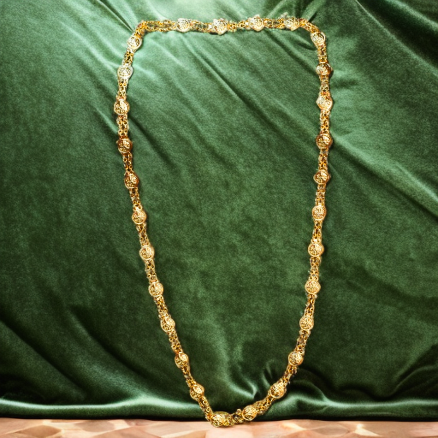 Gold Plated Two Rows Lakshmi Kasu Chain