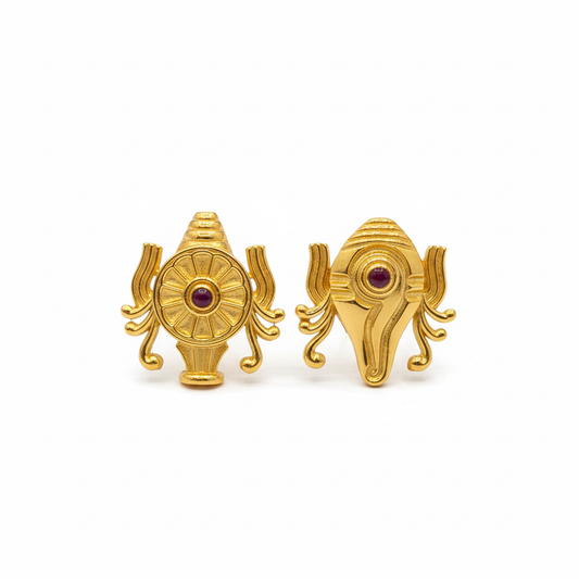 Gold Shankh Chakra Earrings