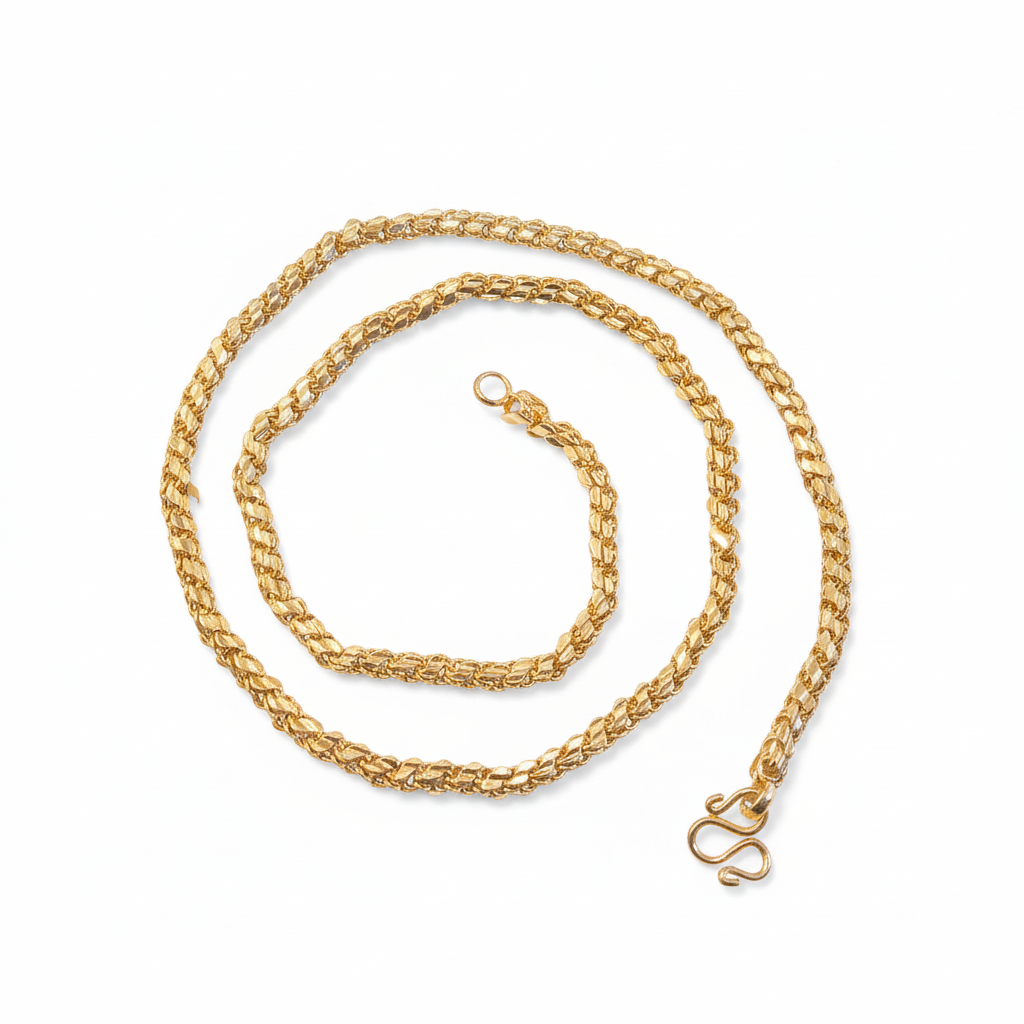 Gold Spiral Chain Necklace 18 Inch on white background