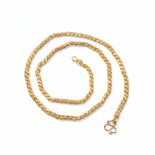 Gold Spiral Chain Necklace 18 Inch on white background