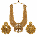 Grand Long Laxmi Haram Set with Earrings – 24K Gold Plated Temple Jewellery
