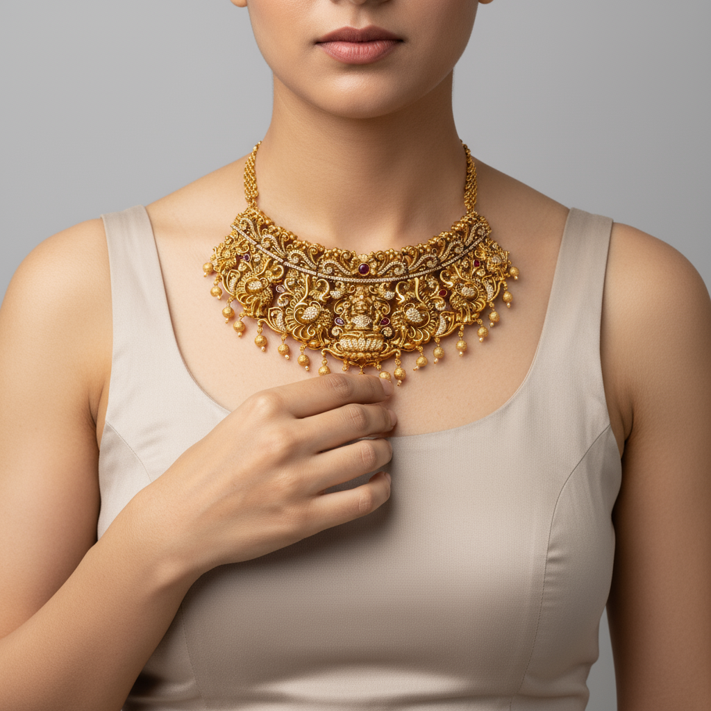 Grand Nagas Lakshmi Choker Set - 24K Gold Plated Statement Bridal Jewellery