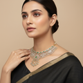Grand Two Tone Diamond Choker Set - Ruby Emerald Bridal Jewelry 24K Gold