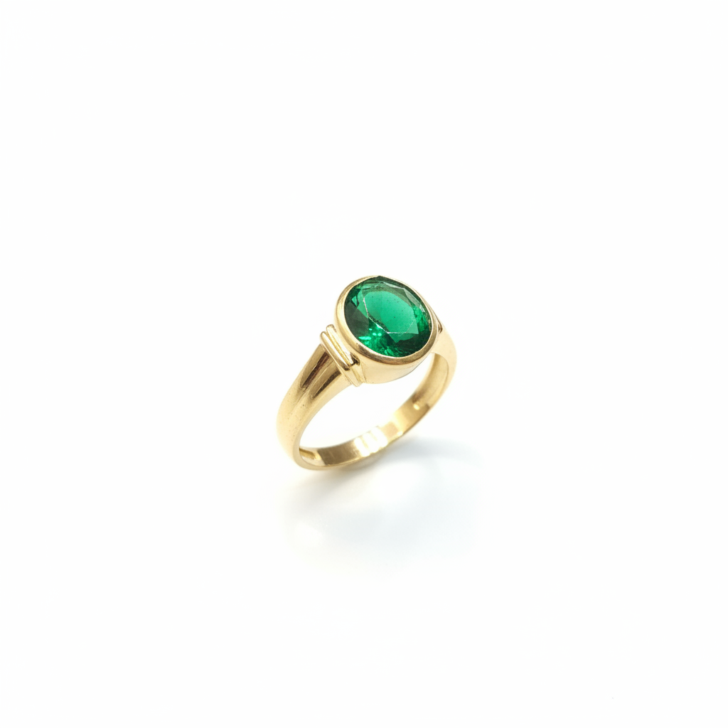 Green Emerald Stone Ring | 24K Gold Plated Panna Ring