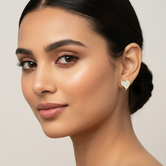 Heart-Shaped Zircon Stud Earrings 