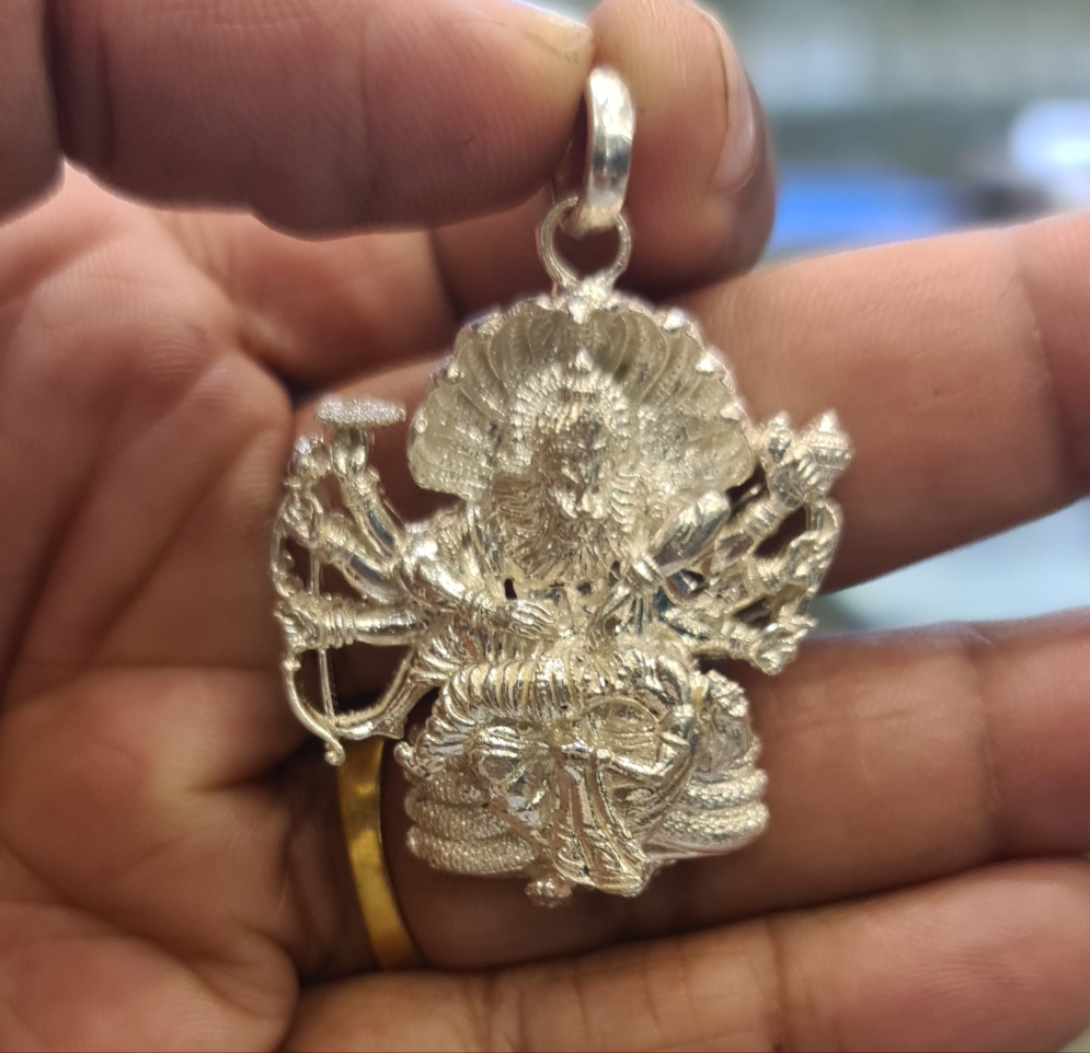 Unleashing Sacred Strength: The Radiant Silver Narsimha Swami Pendant