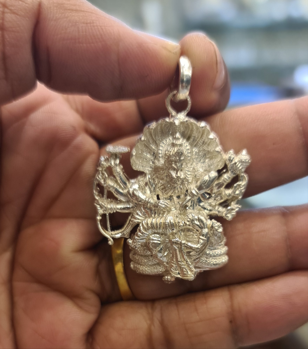 Unleashing Sacred Strength: The Radiant Silver Narsimha Swami Pendant