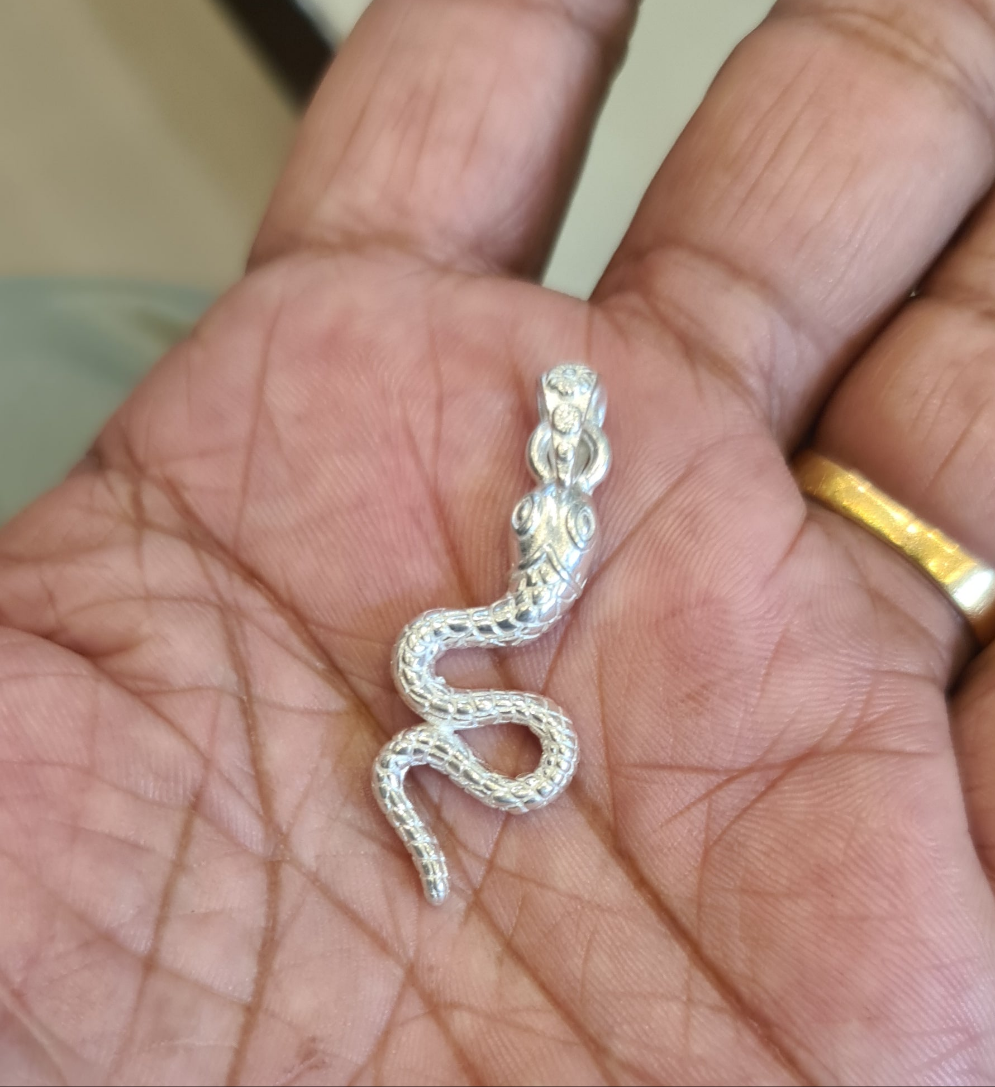 Pure Silver Snake Locket for Sarp Dosh - 4 Grams Spiritual Jewelry