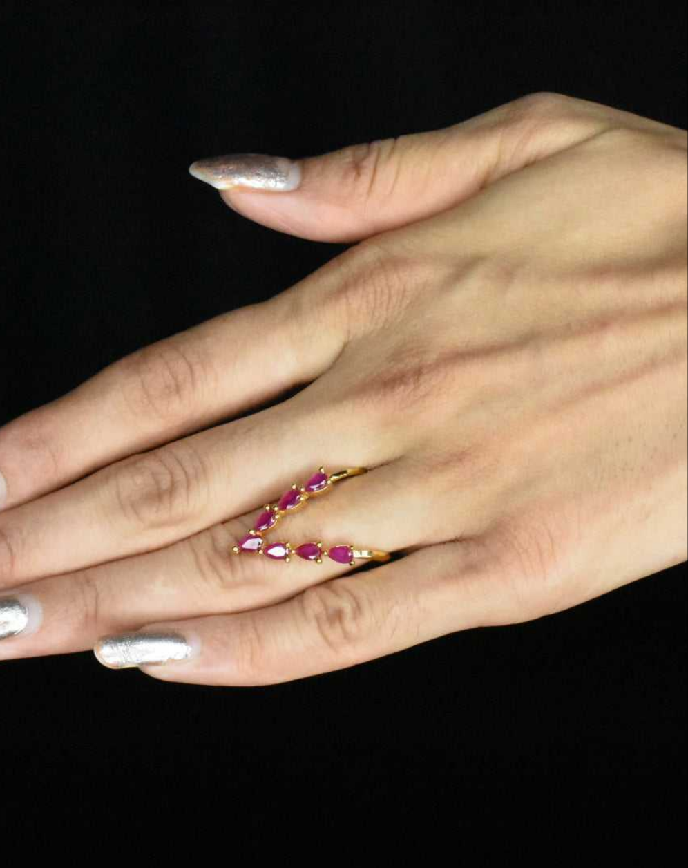 Floating Vanki Ring - 24K Gold Plated Curved South Indian Jewelry