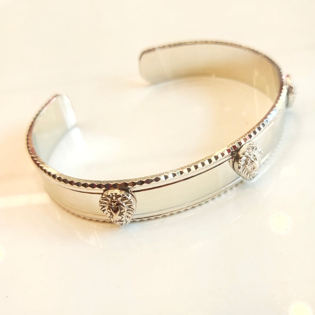 Asp 925 Silver Tiger Face Mens Bracelet