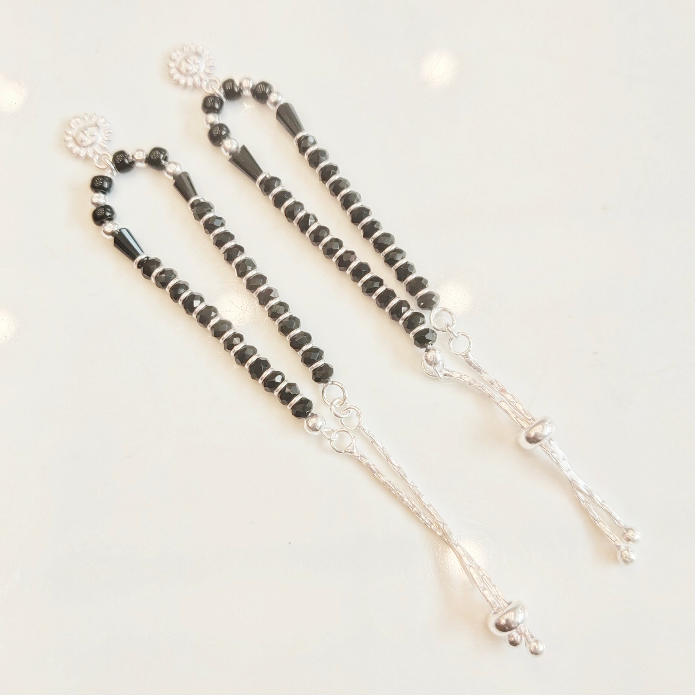 925 Sterling Silver Kids Nazariya Bracelet with Black Glass Beads (0-24 Months)