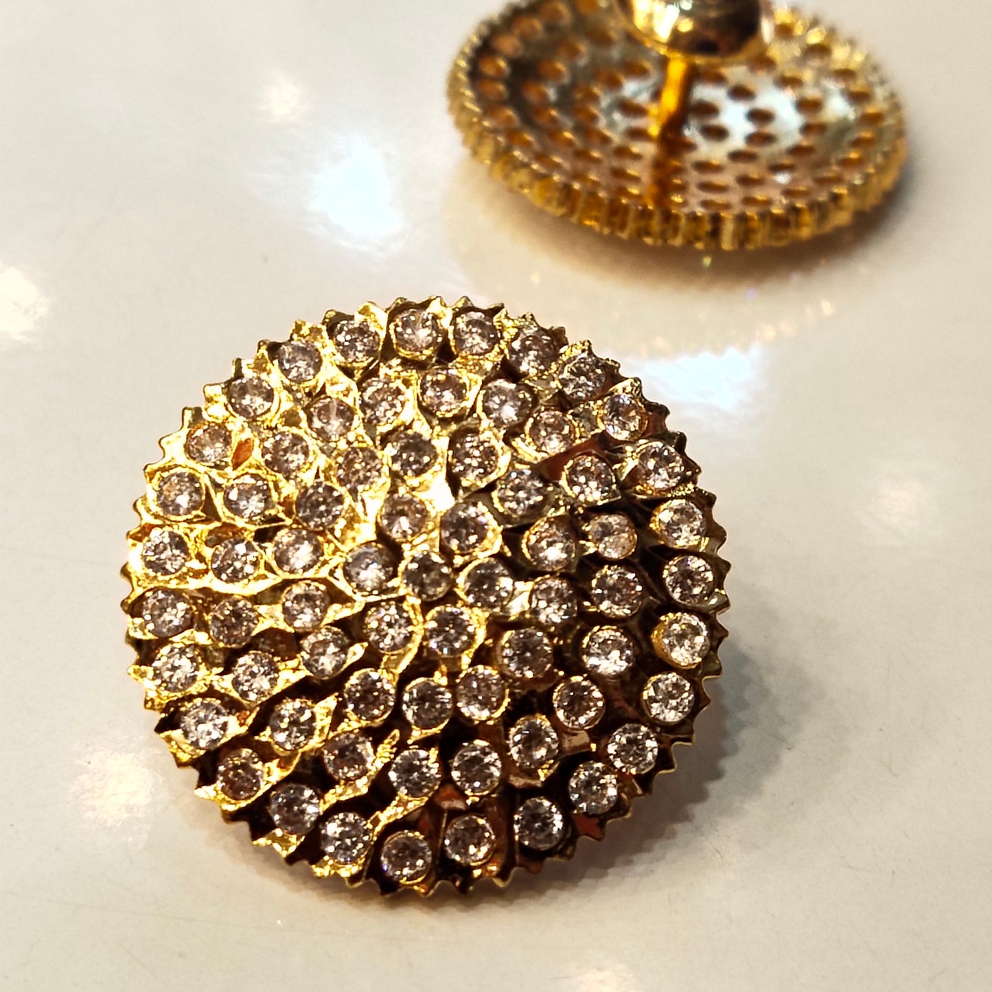 "Gorgeous Gatti Cheta Work: Elevate Your Style with 24 K Gold Plated Big Size Kammalu Earrings by Asp Fashion Jewellery"