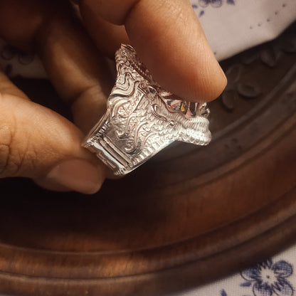 "Bringing Divine Strength: The Majestic Asp Silver Sterling Silver Lord Hanuman Ji Ring"