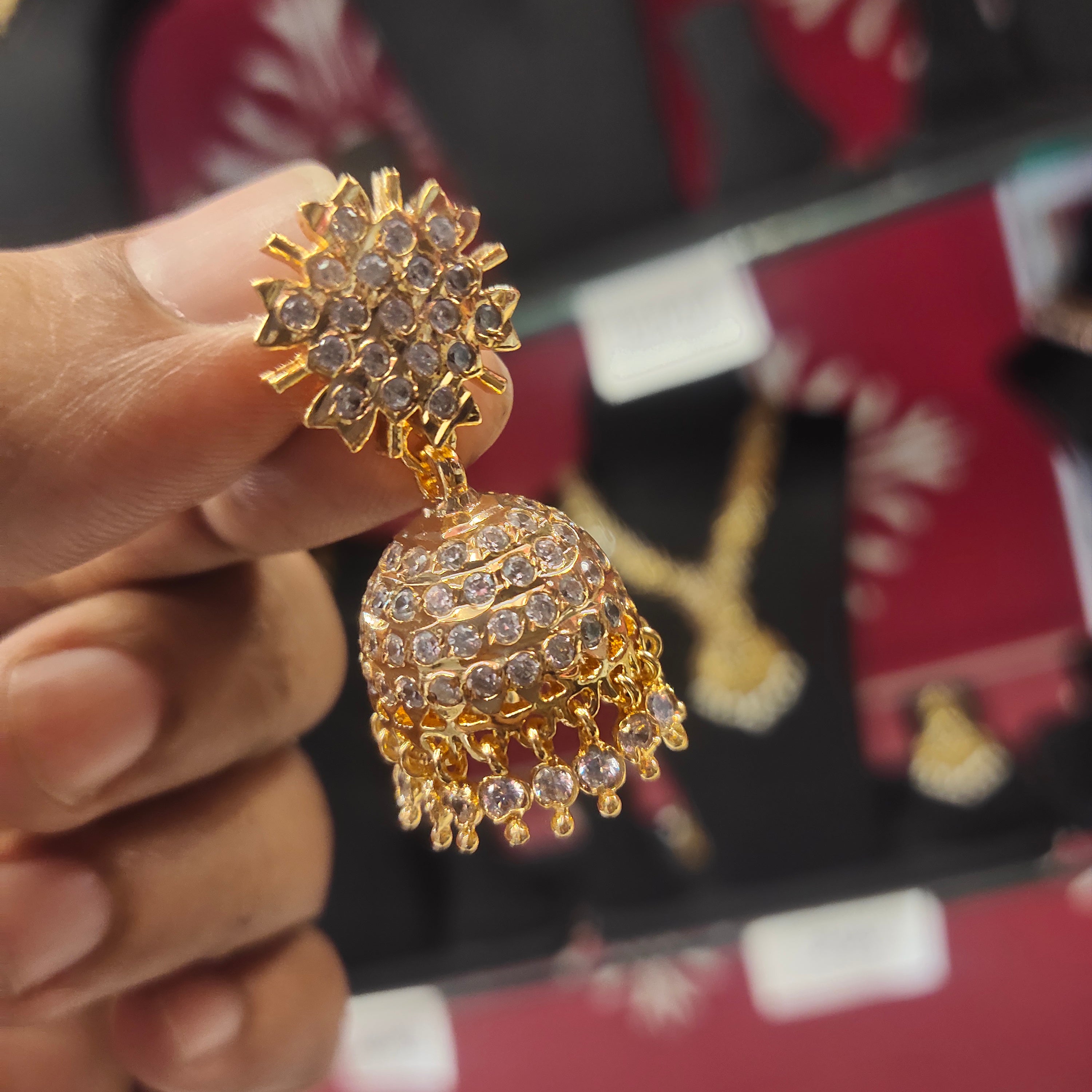 "Adorn Yourself with Elegance: The Exquisite Panchloha Gatti Chatha Kamal Buttalu/Jhumka Earrings Set from Asp Fashion Jewellery 28825551"