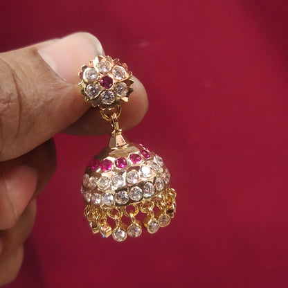 "Glow with Grace: Discover the Elegance of Panchloha Gatti Chatha Kamal Buttalu/Jhumka Earrings Set by Asp Fashion Jewellery"