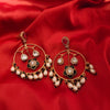 "Radiant Elegance: Handcrafted Green Moissanite & Paachi Kundan Chand Bali Earrings Set for Modern Glamour"