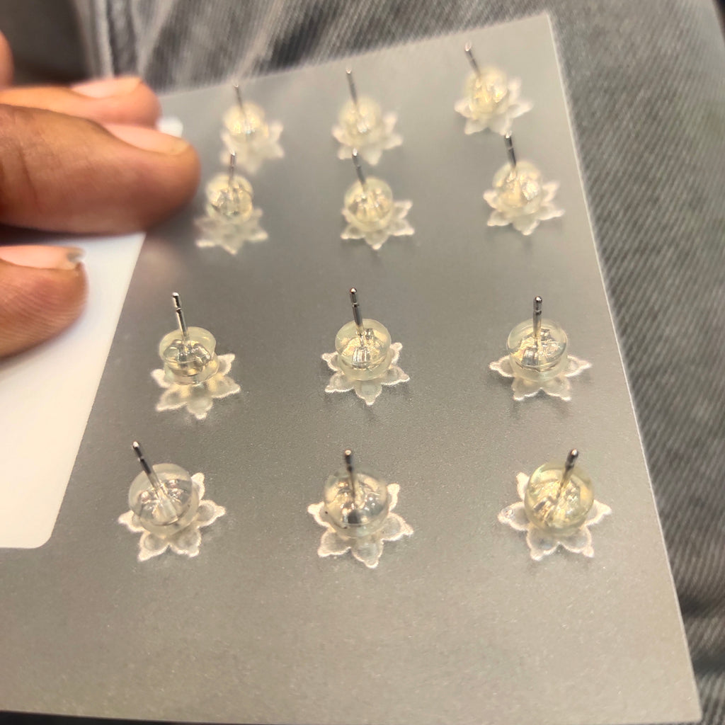 Solitaire Stud Earrings - Classic Diamond Look Design