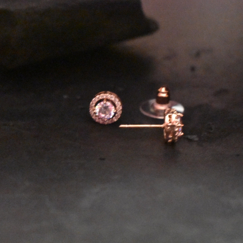 Rose Gold Stud Earrings - Glamorous Effortless Elegance
