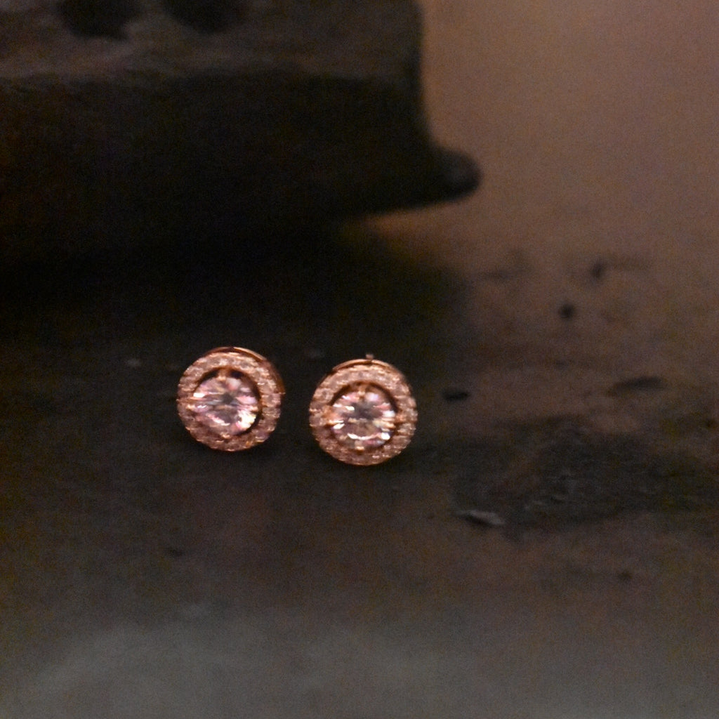 Rose Gold Stud Earrings - Glamorous Effortless Elegance