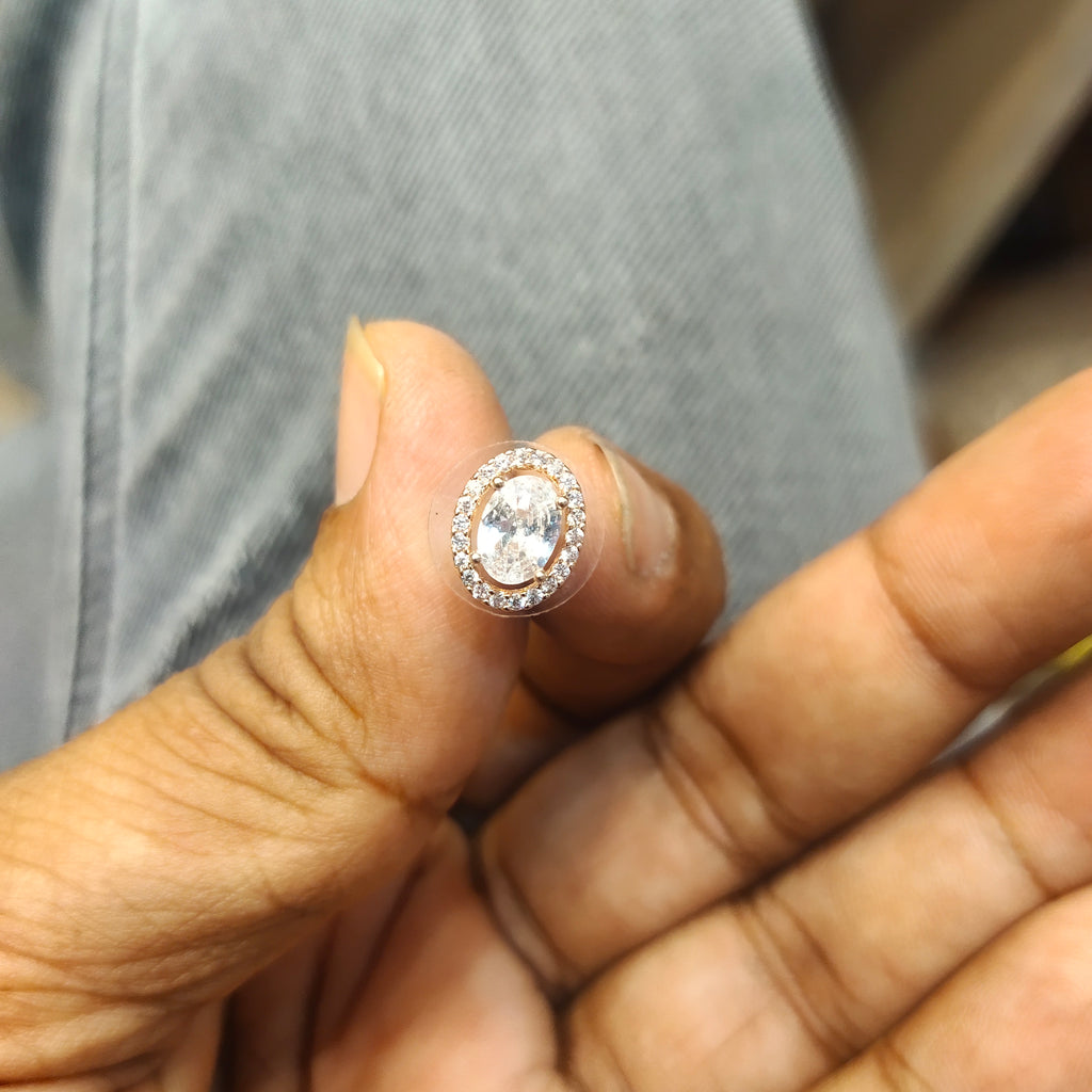 Rose Gold Stud Earrings - Elegant Glamorous Design