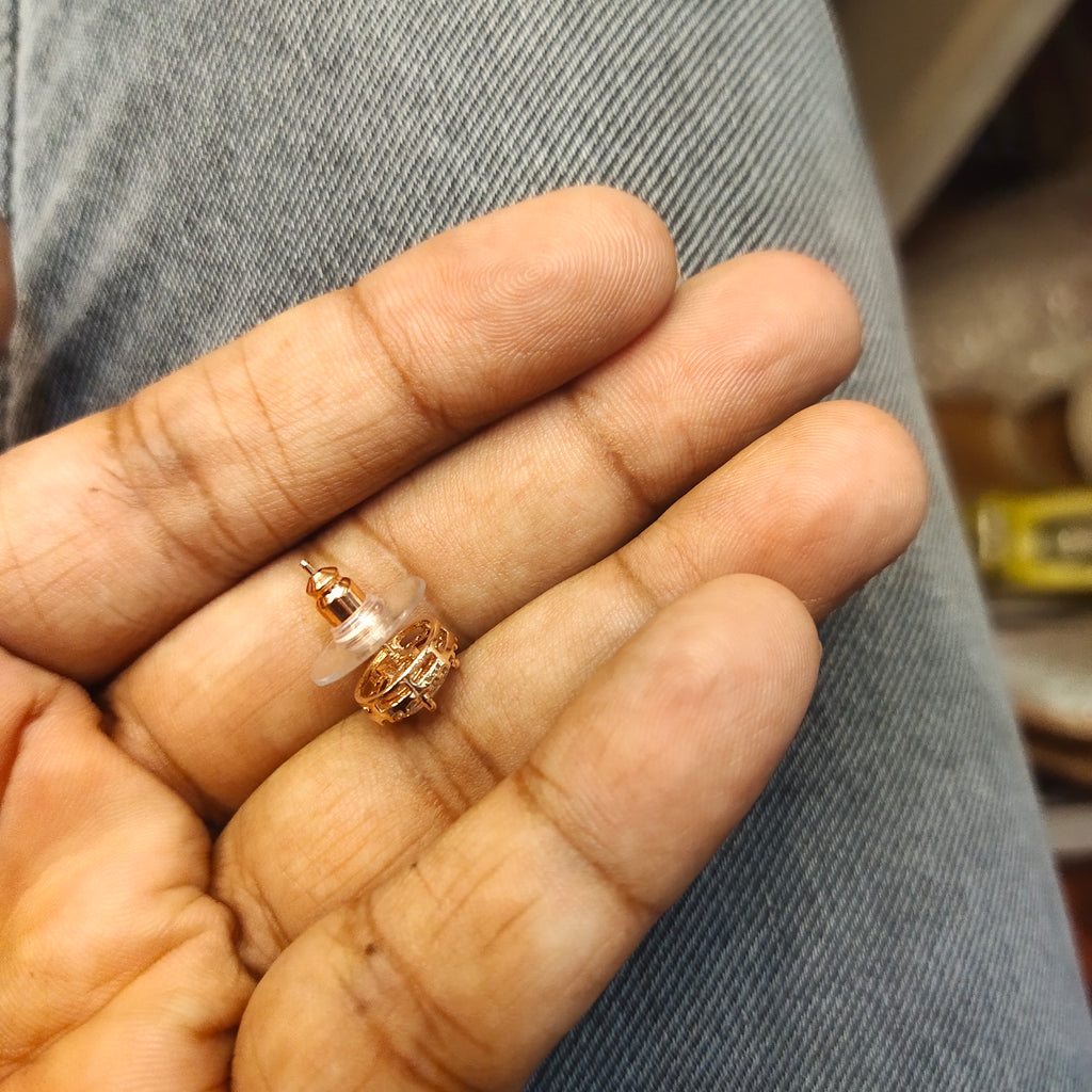 Rose Gold Stud Earrings - Elegant Glamorous Design
