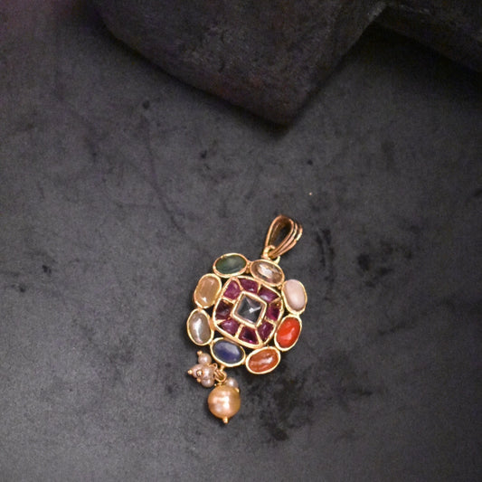 "Adorn Yourself with Elegance: The Exquisite Handcrafted Navratna Pendant by Asp Fashion Jewellery"