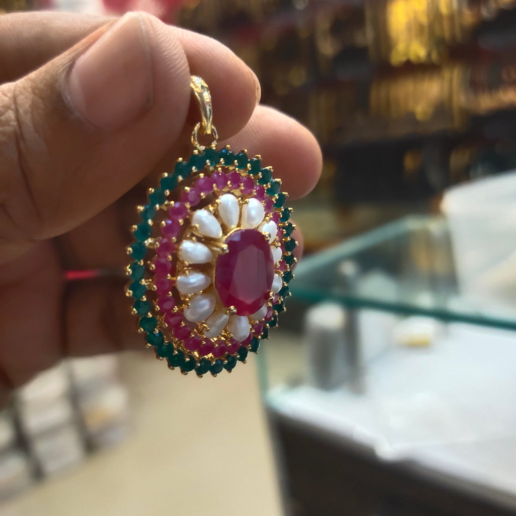 Gems & Pearl Pendant Set - Grace Collection