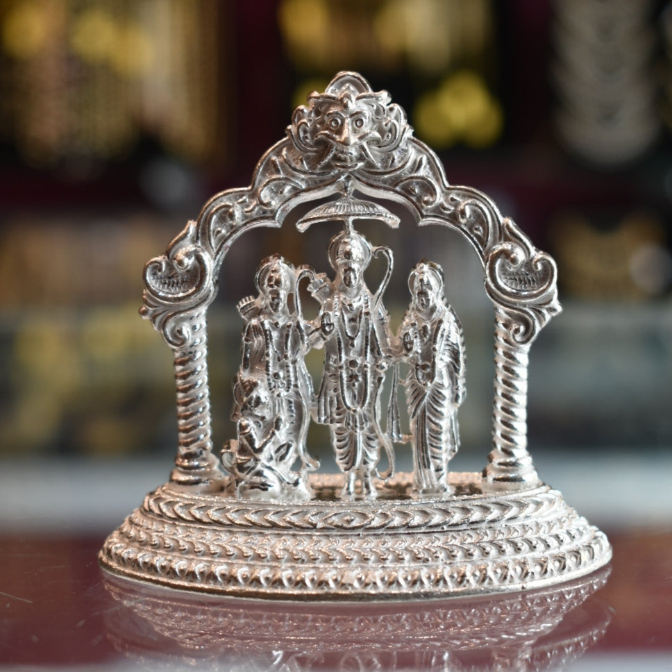 Pure Silver Ram Darbaar Idol - Handcrafted Ram Parivar Statue