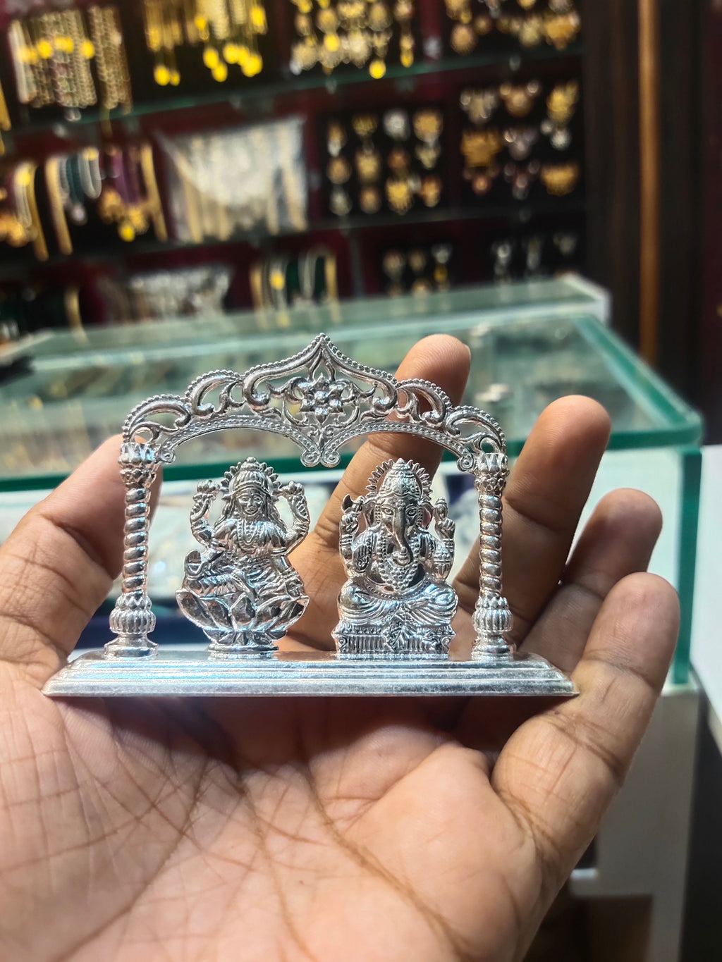 Pure Silver Lakshmi Ganesh Murti - Handcrafted Prosperity Idol