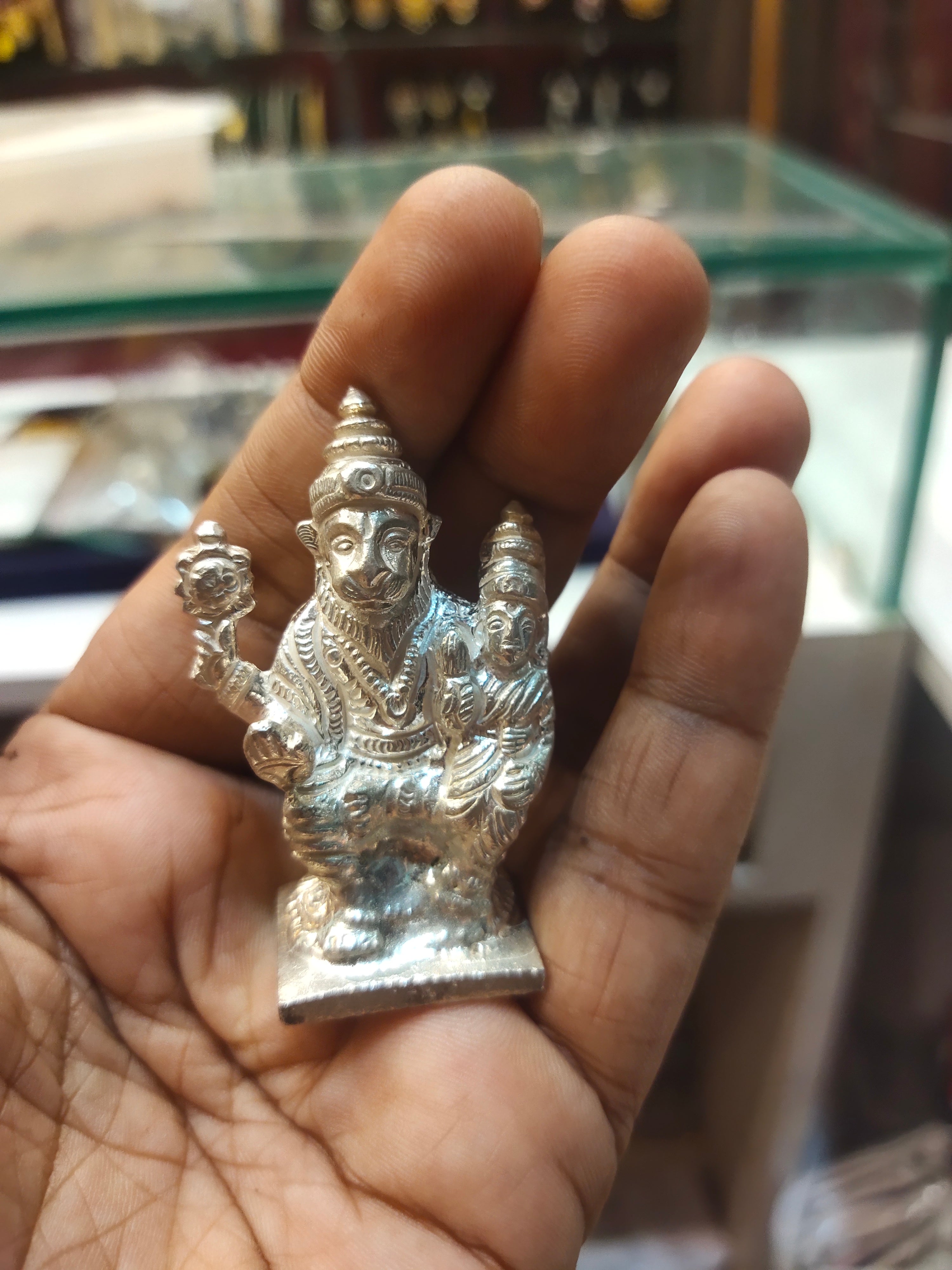 Pure Silver Lakshmi Narsimha Swami Idol - Handcrafted Deity Statue