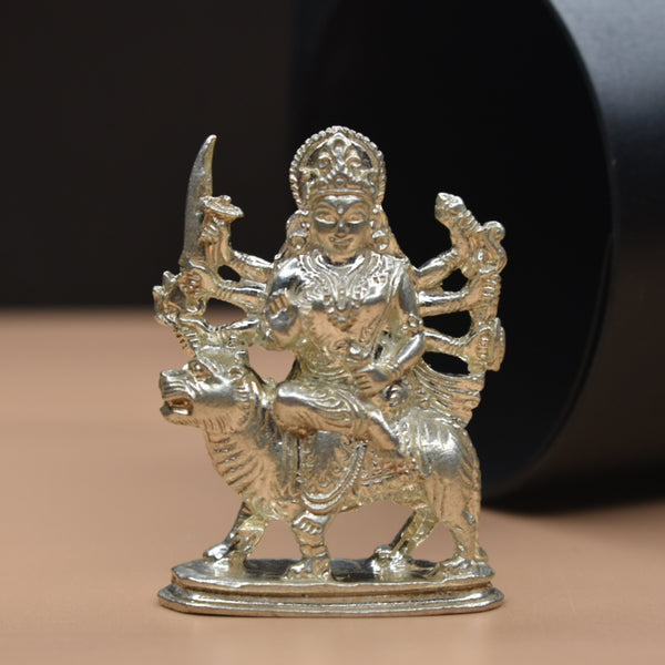 "Shine Bright: The Elegance of a Pure Silver Durga Mata Idol"