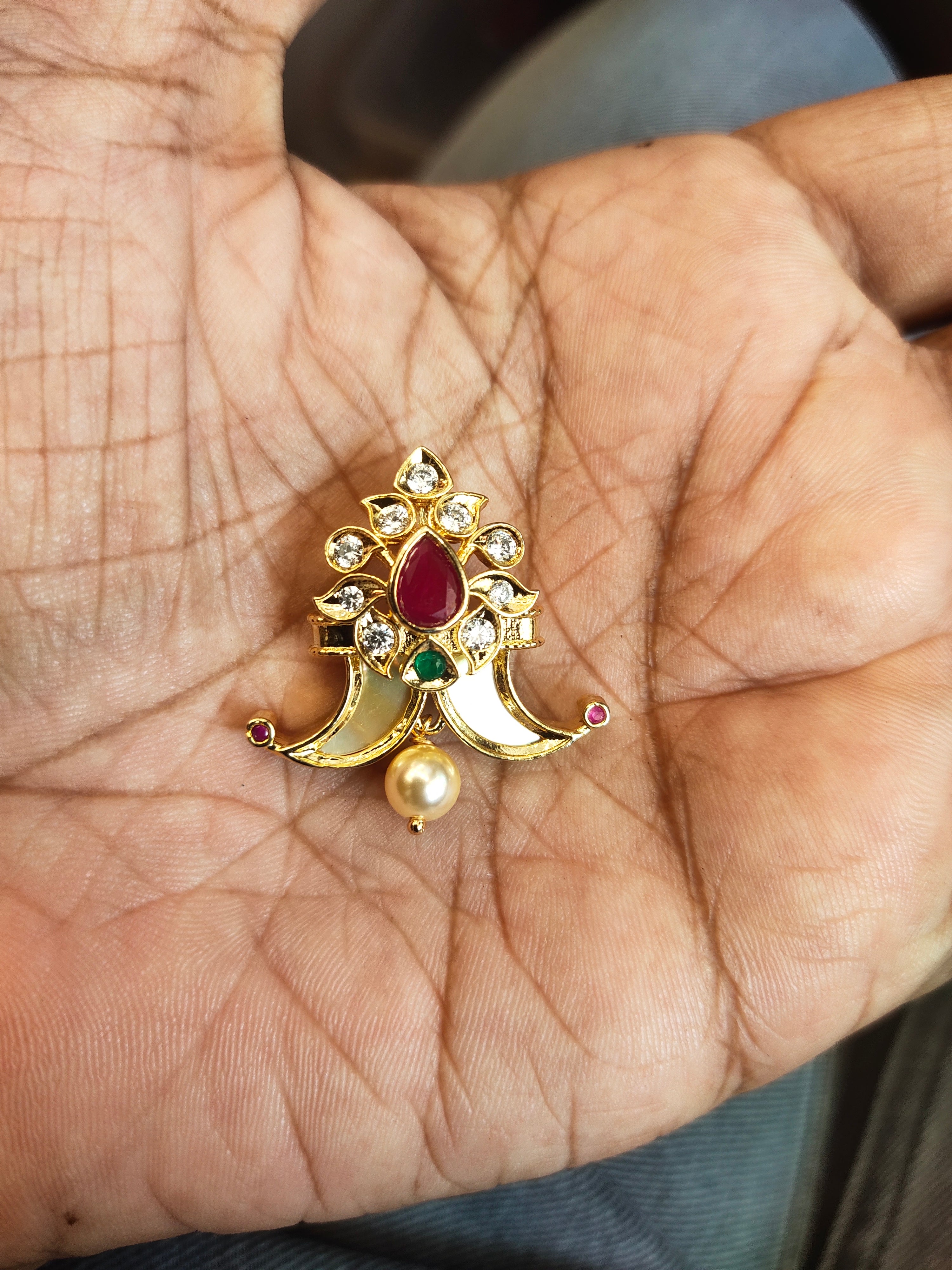 Premium CZ Puligoru Locket for Kids with Pearl Beads - 24K Gold Plated