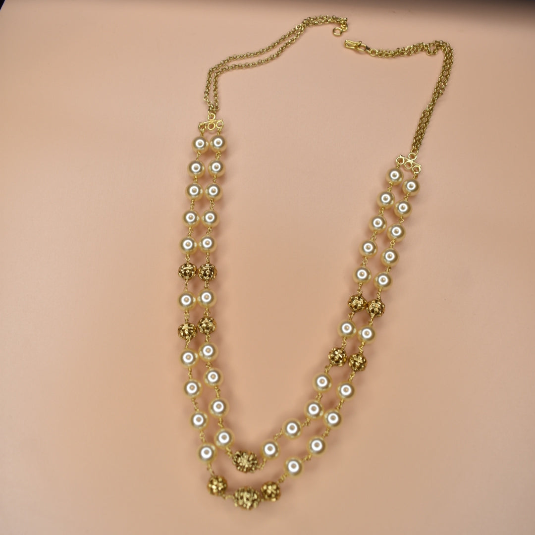"Pearls of Elegance: The Asp Fashion Two Layered Pearl Necklace"