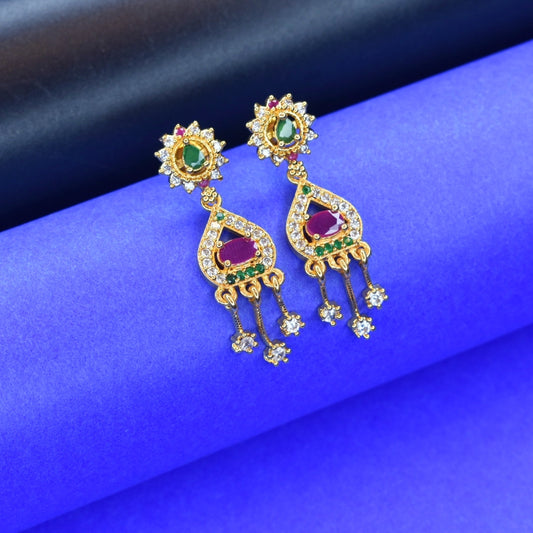 "Dazzle in Style: Asp Fashion 24 K Gold-Plated CZ Chandelier Earrings"