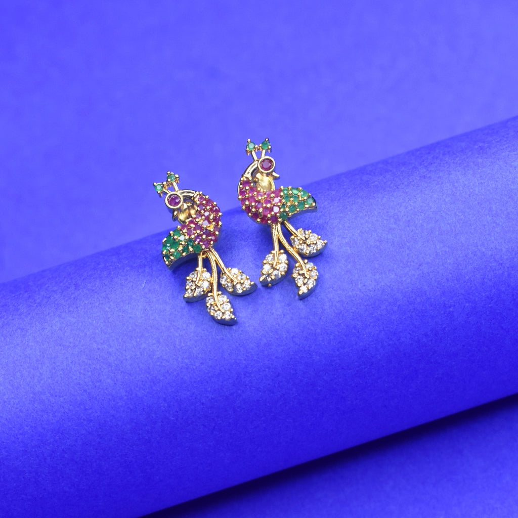 American Diamond Peacock Earrings - Luxe Sparkling Sophistication