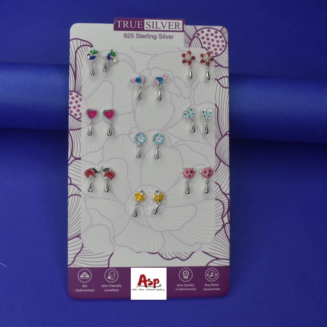 "Shine Bright: Adorable 92.5 Sterling Silver Earrings for Kids"