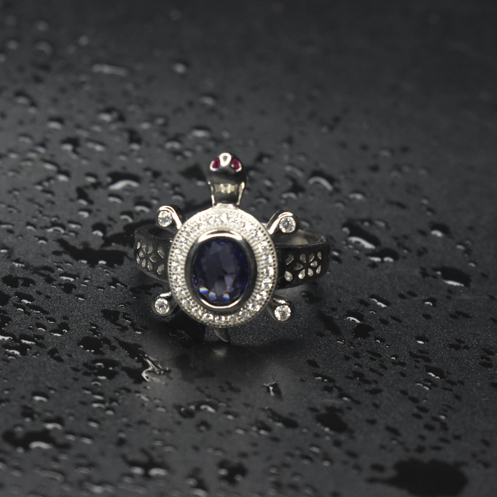 92.5 Sterling Silver Tortoise Ring for Men - Symbol of Wisdom & Prosperity