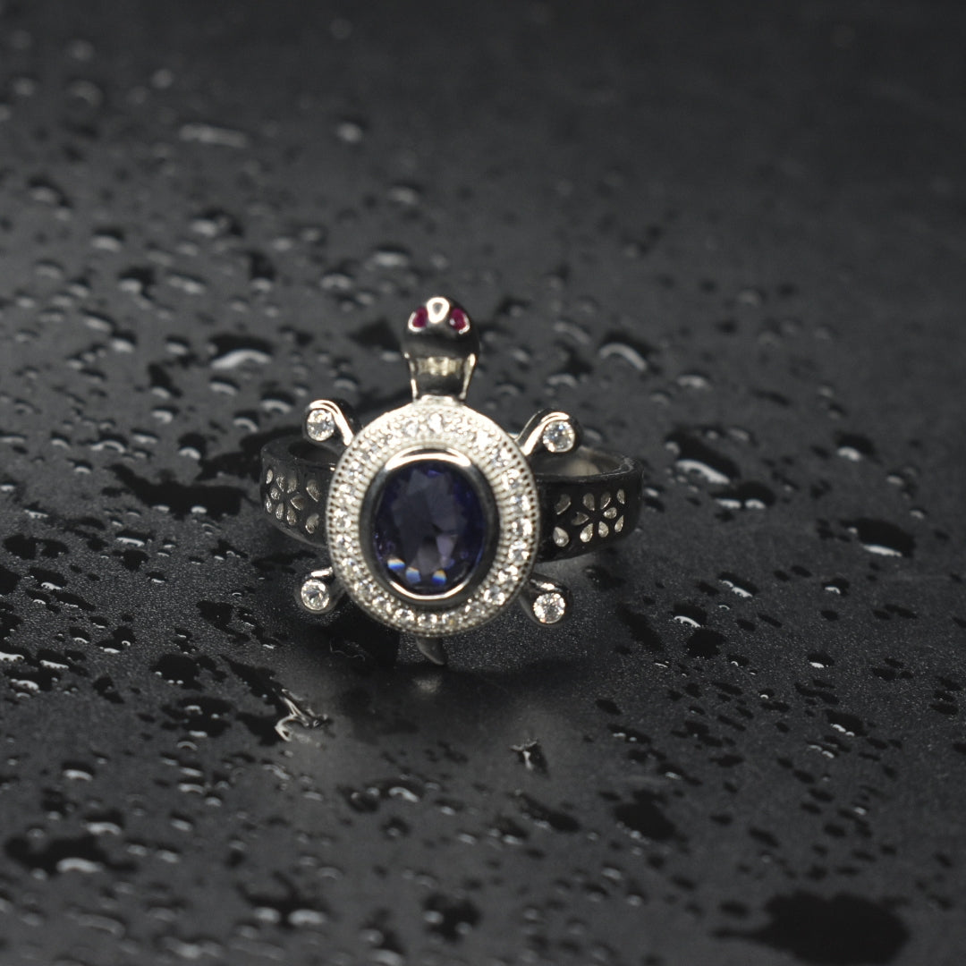 92.5 Sterling Silver Tortoise Ring for Men - Symbol of Wisdom & Prosperity