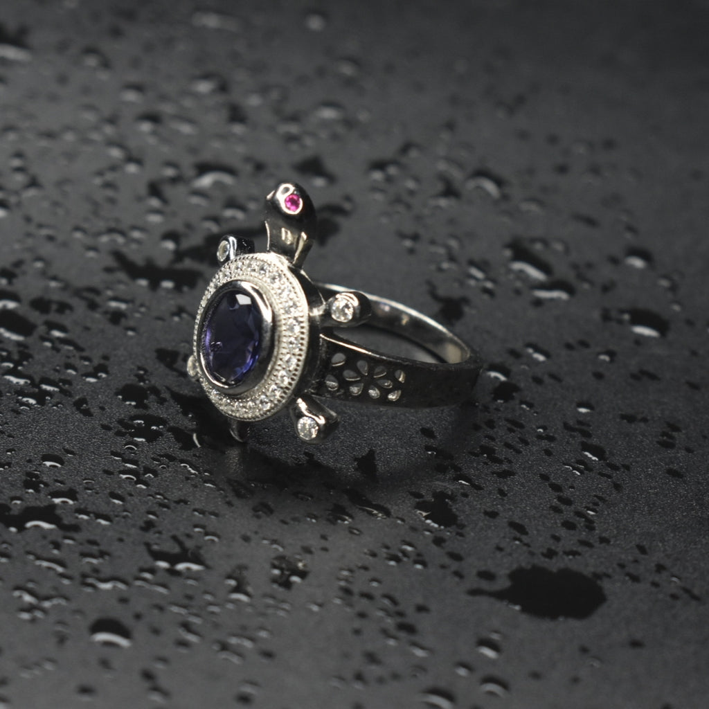 92.5 Sterling Silver Tortoise Ring for Men - Symbol of Wisdom & Prosperity