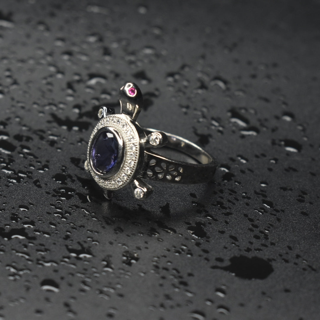 92.5 Sterling Silver Tortoise Ring for Men - Symbol of Wisdom & Prosperity