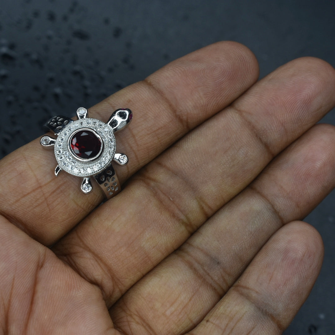 92.5 Sterling Silver Tortoise Ring for Men - Symbol of Wisdom & Prosperity