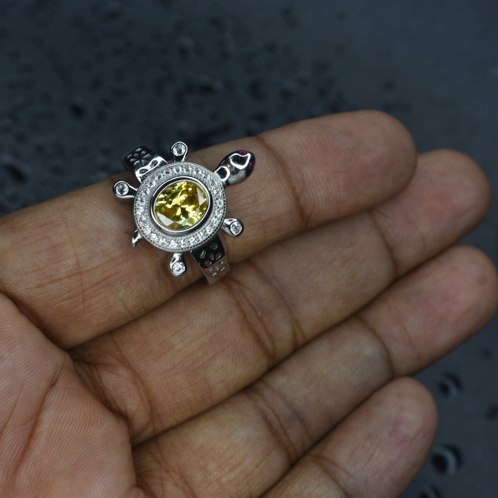 92.5 Sterling Silver Tortoise Ring for Men - Symbol of Wisdom & Prosperity