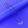 Chic 18-Inch CZ Black Beads Mangalsutra Chain | 24K Gold Plated Pendant
