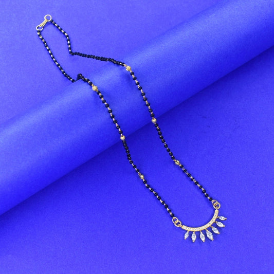 "Chic and Timeless: The Elegance of CZ Black Beads Mangalsutra Chain"
