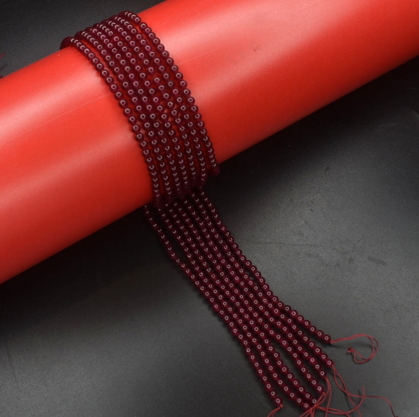 Red Garnet Beads - Smooth Round Gemstone Strands