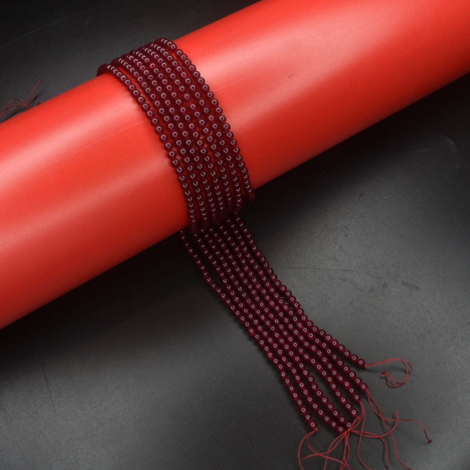 Red Garnet Beads - Smooth Round Gemstone Strands