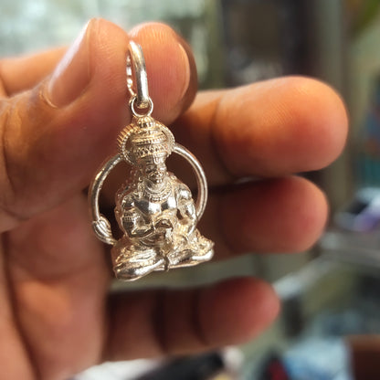 "A Divine Design: Experience Serenity with the 925 Silver Meditating Shri Hanuman Ji Pendant by Asp Silver"