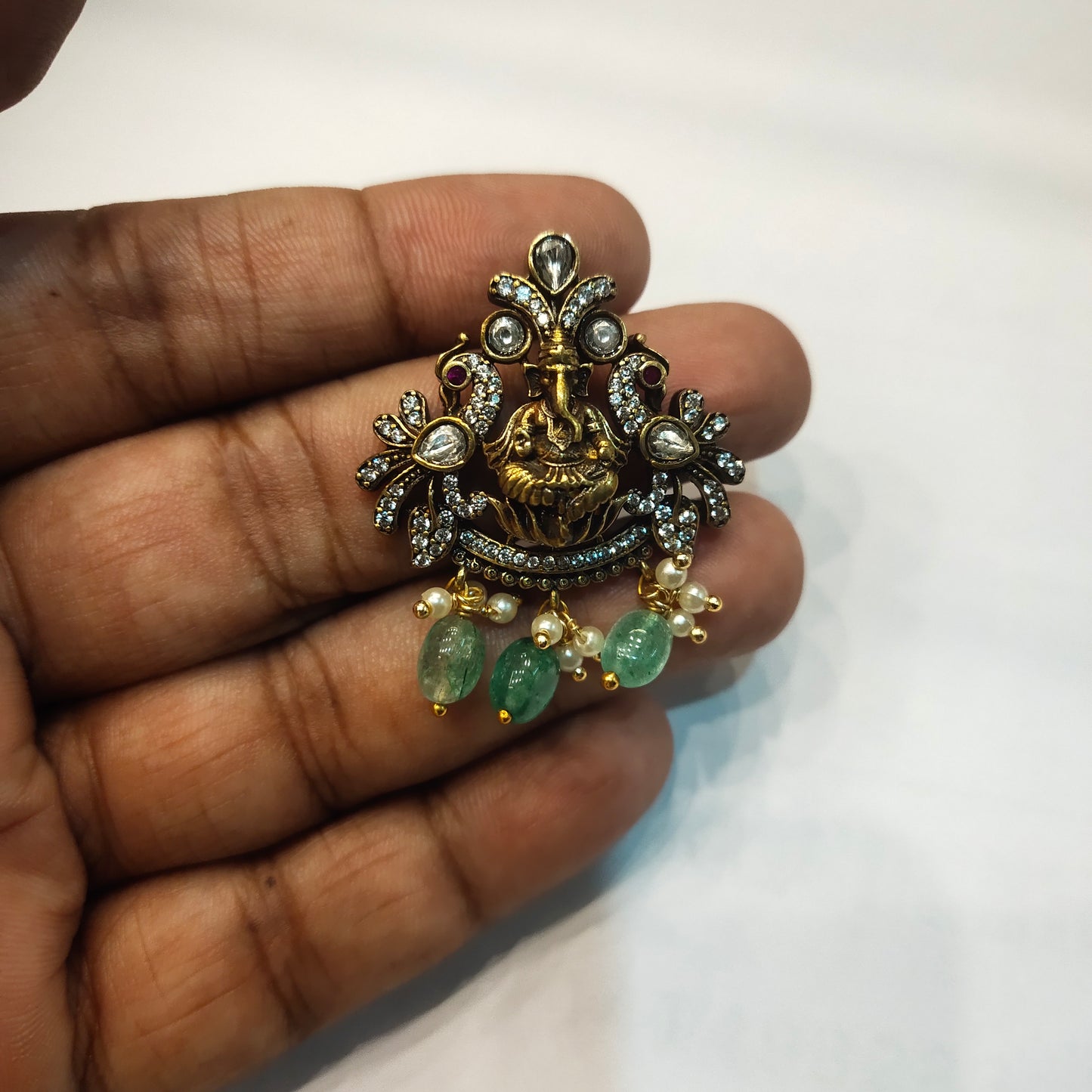 Asp Nakshi Lord Ganesha Victorian Pendant